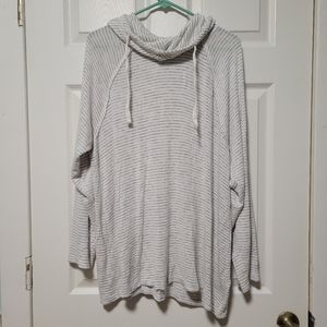 Torrid Gray Striped Hoodie Sweatshirt